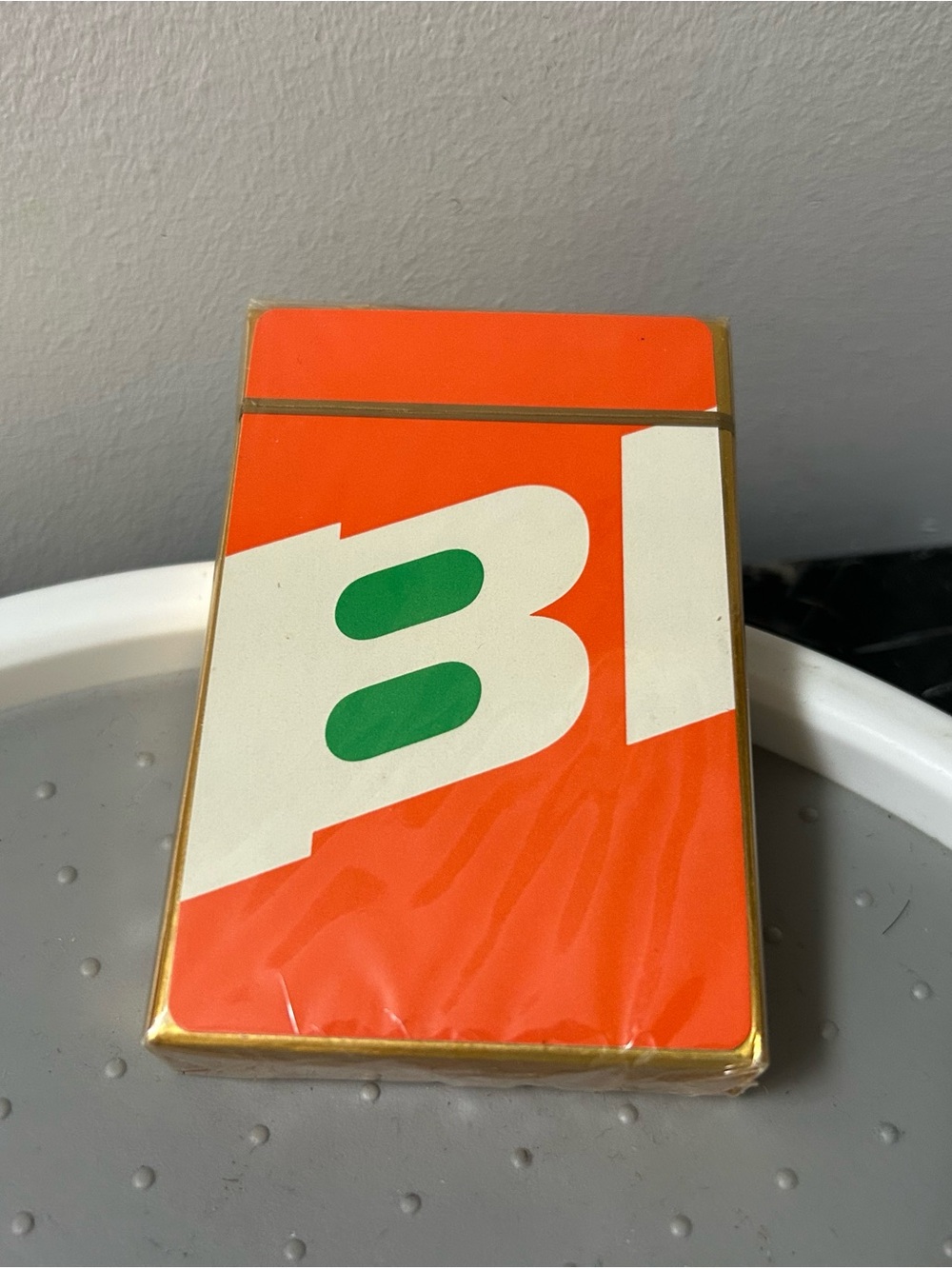 Orange Playing Card Deck Green White Logo Braniff Internationally Airways VTG